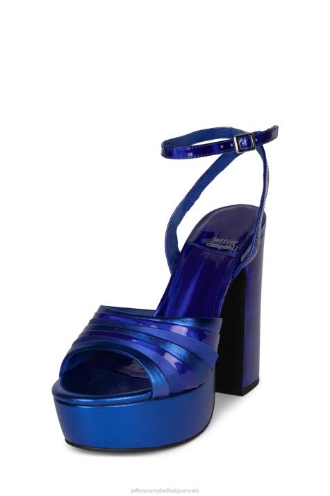 vrouwen Jeffrey Campbell boogie-down blauwe metallic combinatie V2LZ1043 platform sandaal