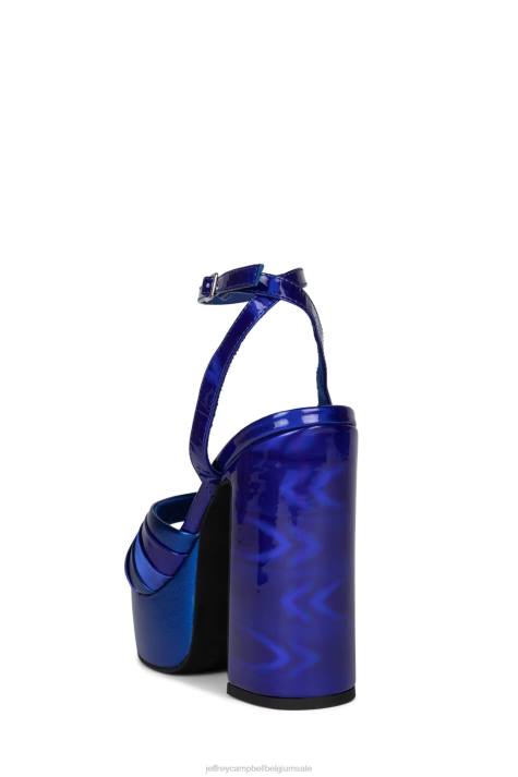 vrouwen Jeffrey Campbell boogie-down blauwe metallic combinatie V2LZ1043 platform sandaal