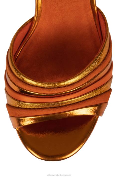 vrouwen Jeffrey Campbell boogie-down oranje suède combi V2LZ1042 platform sandaal