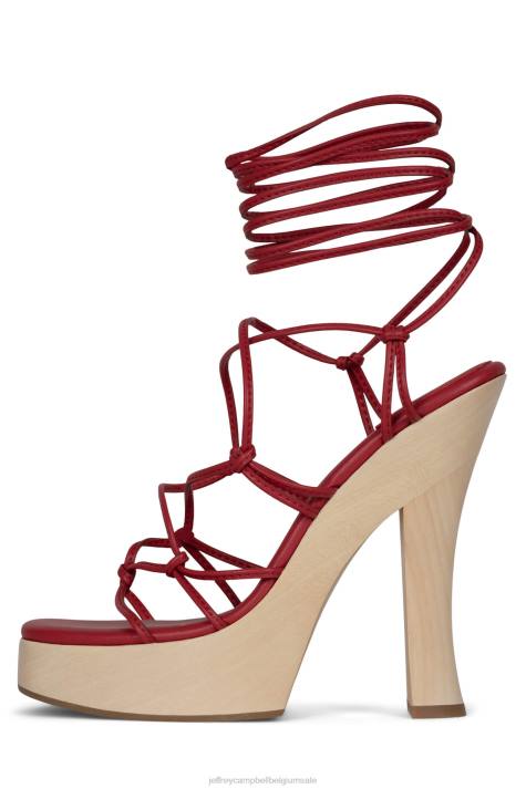 vrouwen Jeffrey Campbell dhawn rood natuurlijk V2LZ1135 platform sandaal