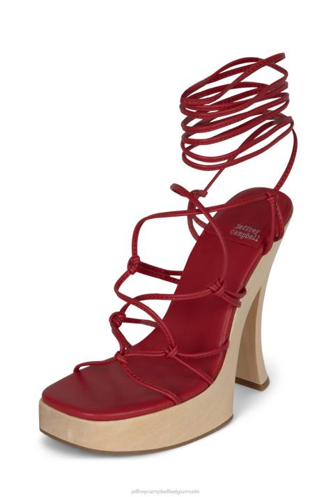 vrouwen Jeffrey Campbell dhawn rood natuurlijk V2LZ1135 platform sandaal