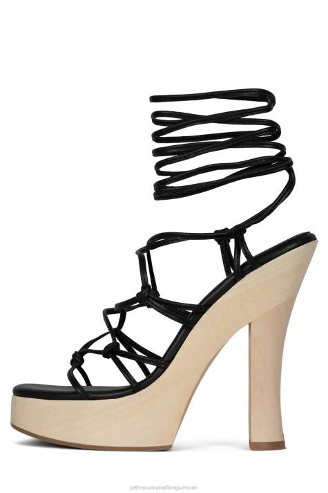 vrouwen Jeffrey Campbell dhawn zwart naturel V2LZ1134 platform sandaal