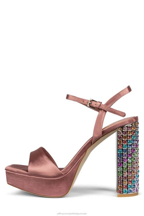 vrouwen Jeffrey Campbell dia's roze satijn helder multi V2LZ1159 platform sandaal