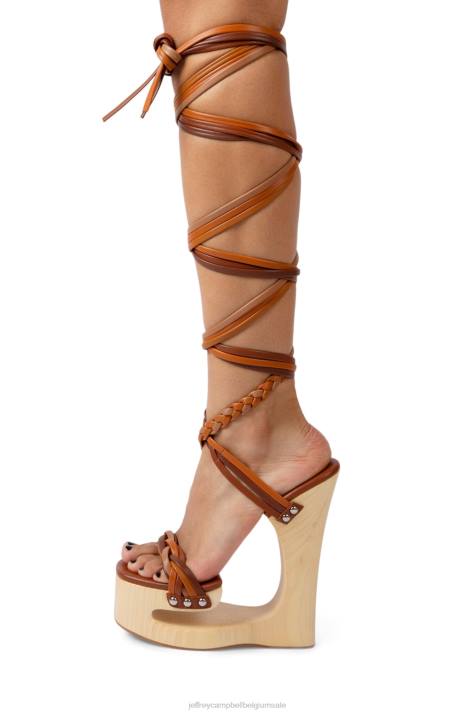 vrouwen Jeffrey Campbell doolhoven bruin multi V2LZ956 platform sandaal