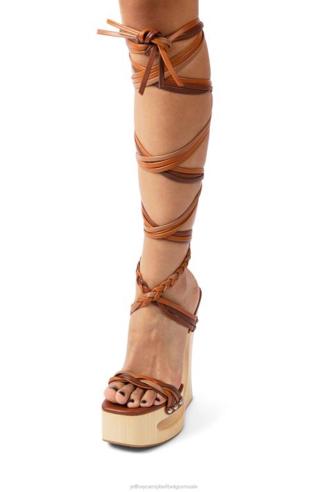 vrouwen Jeffrey Campbell doolhoven bruin multi V2LZ956 platform sandaal