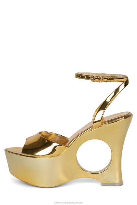 vrouwen Jeffrey Campbell droom verder gouden patent V2LZ968 platform sandaal