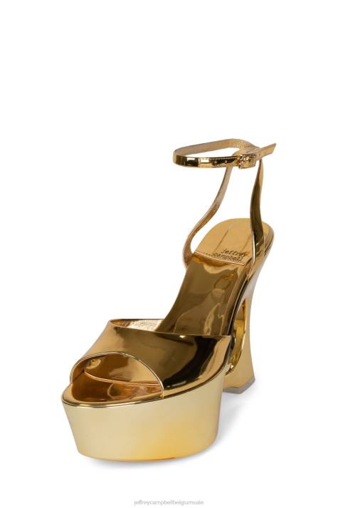 vrouwen Jeffrey Campbell droom verder gouden patent V2LZ968 platform sandaal
