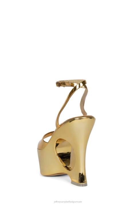 vrouwen Jeffrey Campbell droom verder gouden patent V2LZ968 platform sandaal