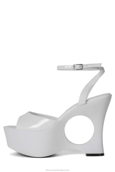 vrouwen Jeffrey Campbell droom verder wit patent V2LZ970 platform sandaal