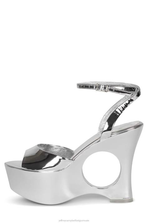 vrouwen Jeffrey Campbell droom verder zilveren patent V2LZ969 platform sandaal