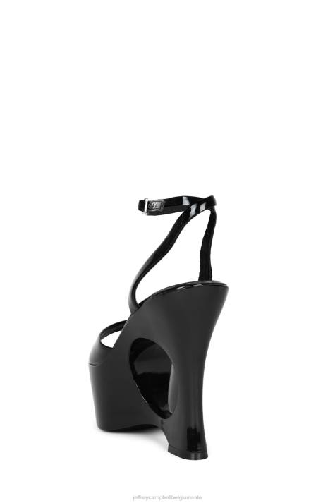 vrouwen Jeffrey Campbell droom verder zwart patent V2LZ967 platform sandaal