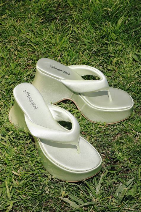 vrouwen Jeffrey Campbell druppelen salie satijn V2LZ36 platform sandaal