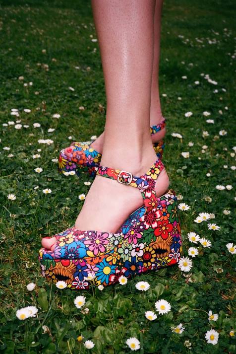 vrouwen Jeffrey Campbell duizelingwekkend rood roze multi bloemen V2LZ964 platform sandaal