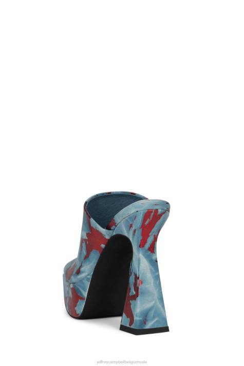 vrouwen Jeffrey Campbell enthousiast blauw rood V2LZ977 platform sandaal