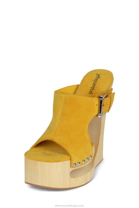 vrouwen Jeffrey Campbell etherisch mosterd suède V2LZ923 platform sandaal