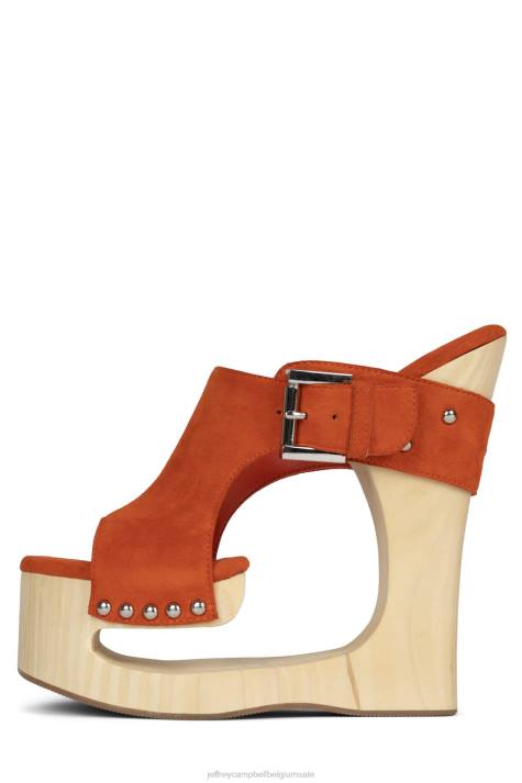 vrouwen Jeffrey Campbell etherisch oranje suède V2LZ924 platform sandaal