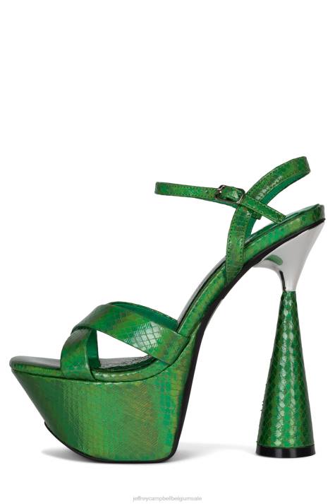 vrouwen Jeffrey Campbell evolueert groene slang zilver V2LZ1040 platform sandaal