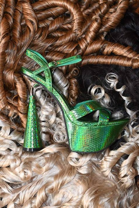 vrouwen Jeffrey Campbell evolueert groene slang zilver V2LZ1040 platform sandaal