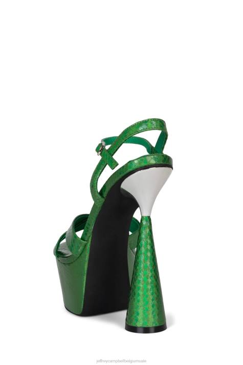 vrouwen Jeffrey Campbell evolueert groene slang zilver V2LZ1040 platform sandaal