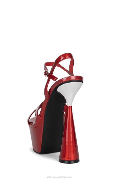 vrouwen Jeffrey Campbell evolueert rood iriserend zilver V2LZ1038 platform sandaal