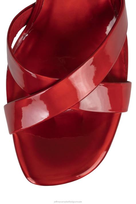 vrouwen Jeffrey Campbell evolueert rood iriserend zilver V2LZ1038 platform sandaal
