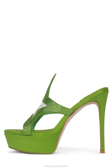vrouwen Jeffrey Campbell fameaholic groen satijn groen V2LZ1034 platform sandaal