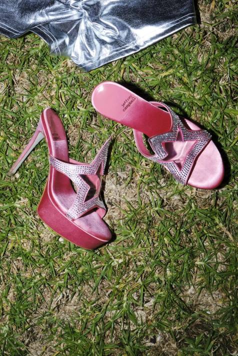 vrouwen Jeffrey Campbell fameaholic roze satijn zilver V2LZ1035 platform sandaal