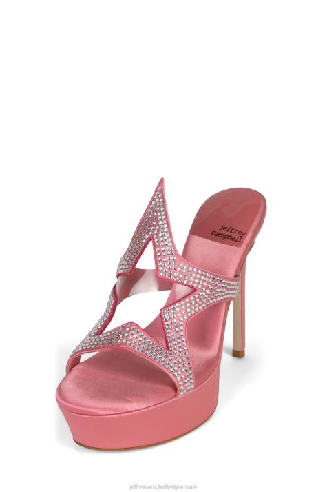 vrouwen Jeffrey Campbell fameaholic roze satijn zilver V2LZ1035 platform sandaal