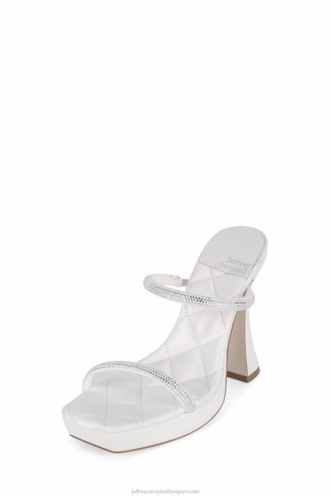 vrouwen Jeffrey Campbell film wit satijn zilver V2LZ1224 platform sandaal