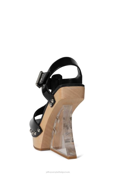 vrouwen Jeffrey Campbell gallerij zwart patent V2LZ942 platform sandaal