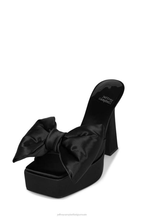 vrouwen Jeffrey Campbell gazenia zwart satijn V2LZ1001 platform sandaal