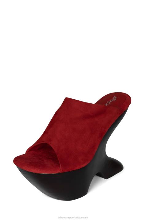 vrouwen Jeffrey Campbell gia-2 rood suède bruin V2LZ1068 platform sandaal
