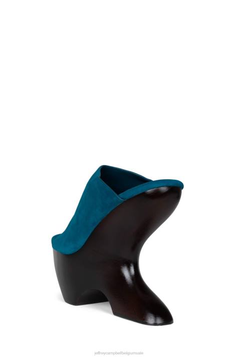 vrouwen Jeffrey Campbell gia-2 teal suède bruin V2LZ1066 platform sandaal