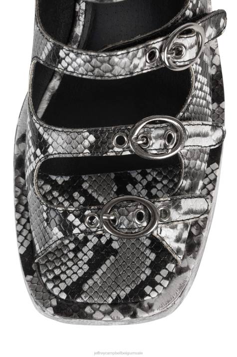 vrouwen Jeffrey Campbell golflengte grijze zwarte slang V2LZ225 platform sandaal