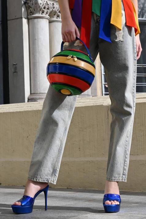 vrouwen Jeffrey Campbell grens blauwe metallic combinatie V2LZ937 platform sandaal