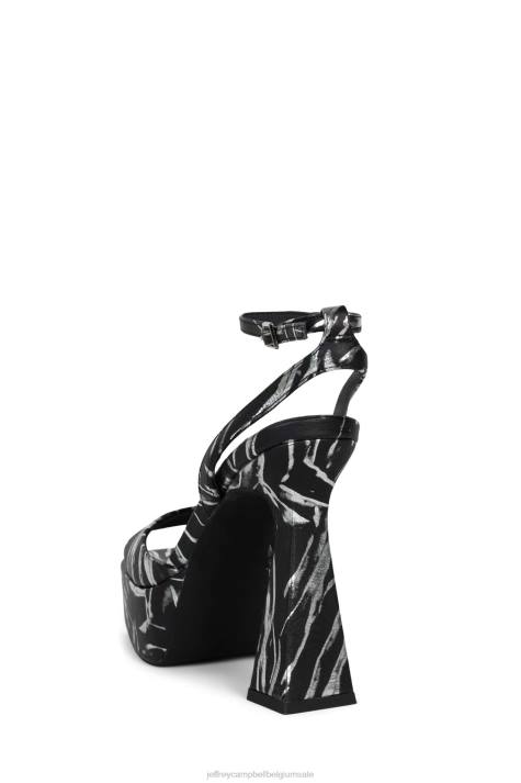 vrouwen Jeffrey Campbell groeven zwart zilver V2LZ971 platform sandaal