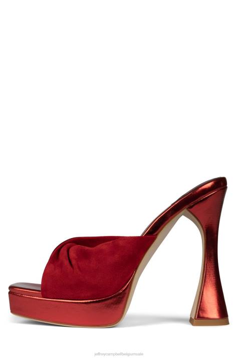 vrouwen Jeffrey Campbell hollyraar rood metallic rood suède V2LZ1124 platform sandaal