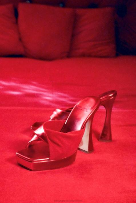 vrouwen Jeffrey Campbell hollyraar rood metallic rood suède V2LZ1124 platform sandaal