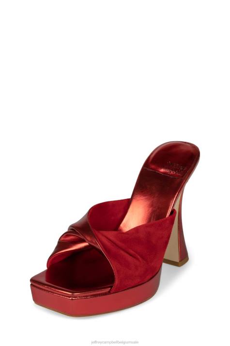 vrouwen Jeffrey Campbell hollyraar rood metallic rood suède V2LZ1124 platform sandaal