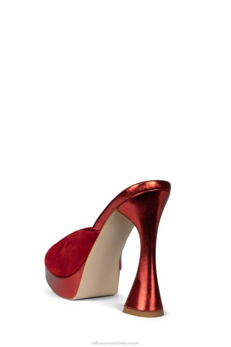 vrouwen Jeffrey Campbell hollyraar rood metallic rood suède V2LZ1124 platform sandaal