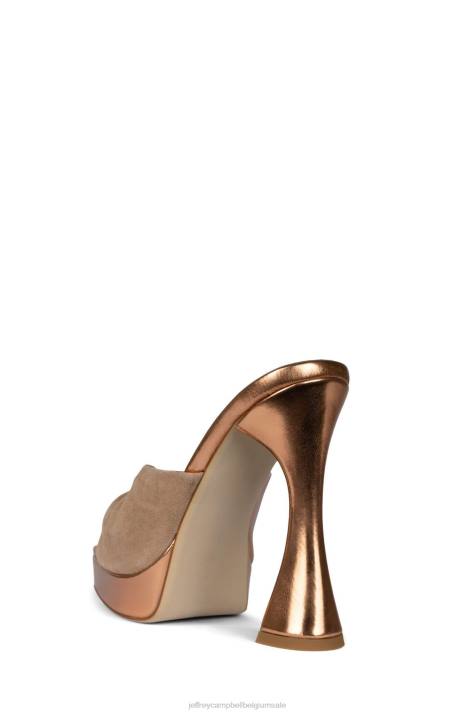 vrouwen Jeffrey Campbell hollyraar roségoud natuurlijk suède V2LZ1123 platform sandaal