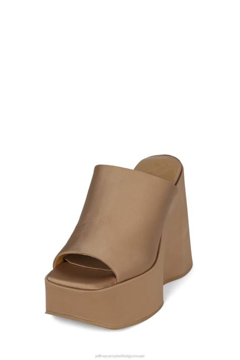 vrouwen Jeffrey Campbell hoog donkerbeige satijn V2LZ1220 platform sandaal
