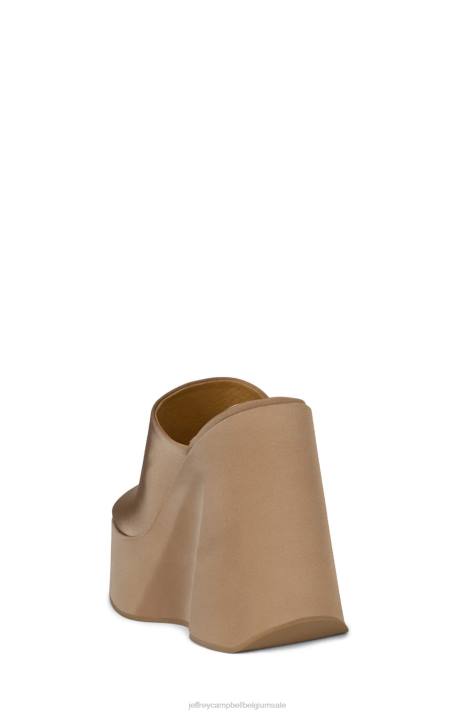 vrouwen Jeffrey Campbell hoog donkerbeige satijn V2LZ1220 platform sandaal