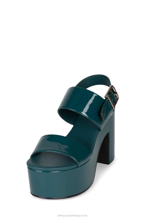 vrouwen Jeffrey Campbell humeurig blauwgroen patent V2LZ1076 platform sandaal