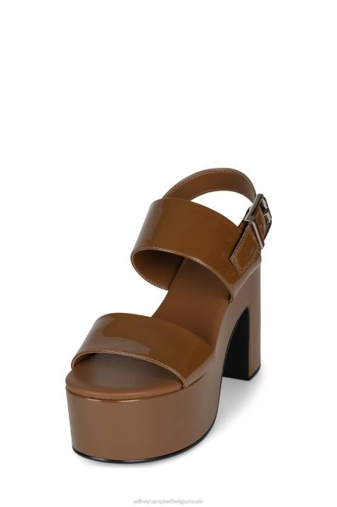 vrouwen Jeffrey Campbell humeurig lichtbruin lakleer V2LZ1077 platform sandaal