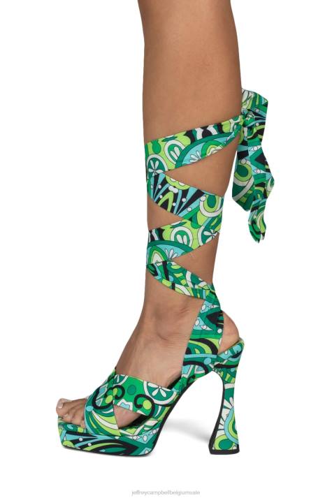 vrouwen Jeffrey Campbell ingewikkeldheid groene multi V2LZ1030 platform sandaal