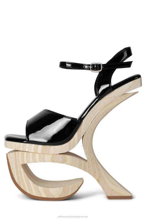 vrouwen Jeffrey Campbell intuïtief zwart patent V2LZ919 platform sandaal