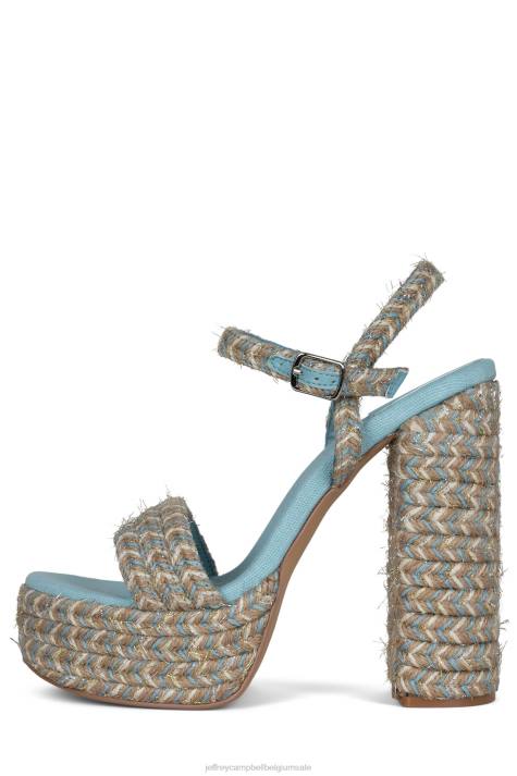 vrouwen Jeffrey Campbell jachtig blauwe multi V2LZ1169 platform sandaal