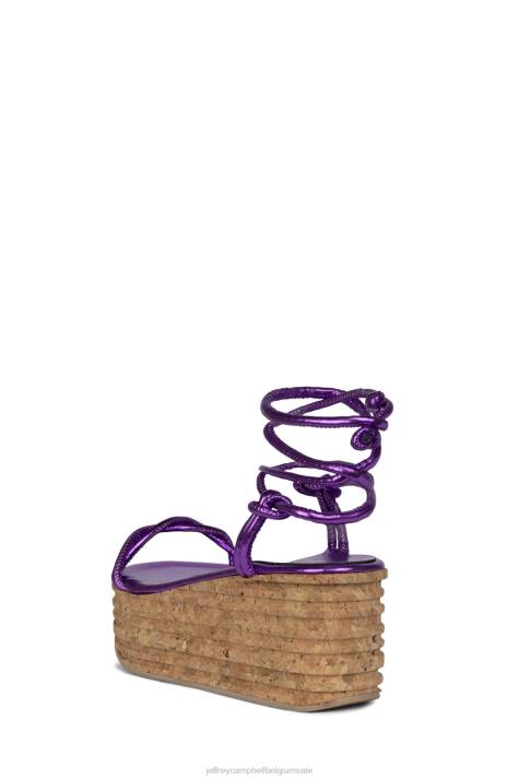 vrouwen Jeffrey Campbell kamille paars metaalachtig V2LZ1168 platform sandaal