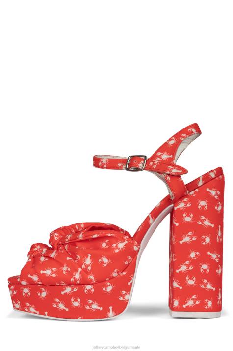 vrouwen Jeffrey Campbell knoop-2day rode kreeftenkrab print V2LZ1198 platform sandaal
